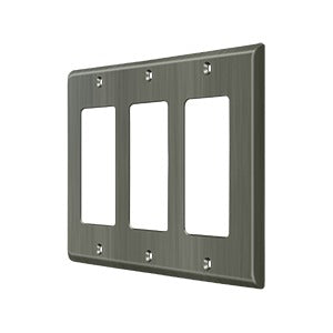 Deltana SWP4740 Triple Rocker Switch Plate - Solid Brass