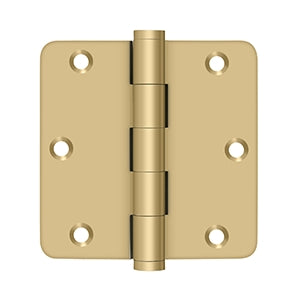 Deltana DSB35R4 3-1/2" x 3-1/2" 1/4" Radius Corner Hinge - Solid Brass