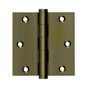 Deltana DSB35-R 3-1/2" x 3-1/2" Residential Square Corner Hinge - Solid Brass