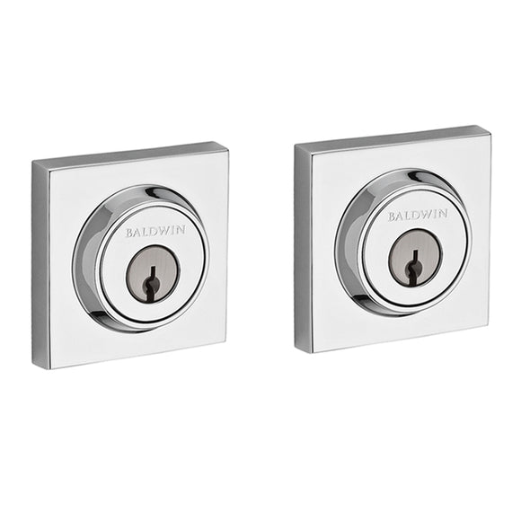 Baldwin Reserve Contemporary Square Double Cylinder Deadbolt in Polished Nickel finish