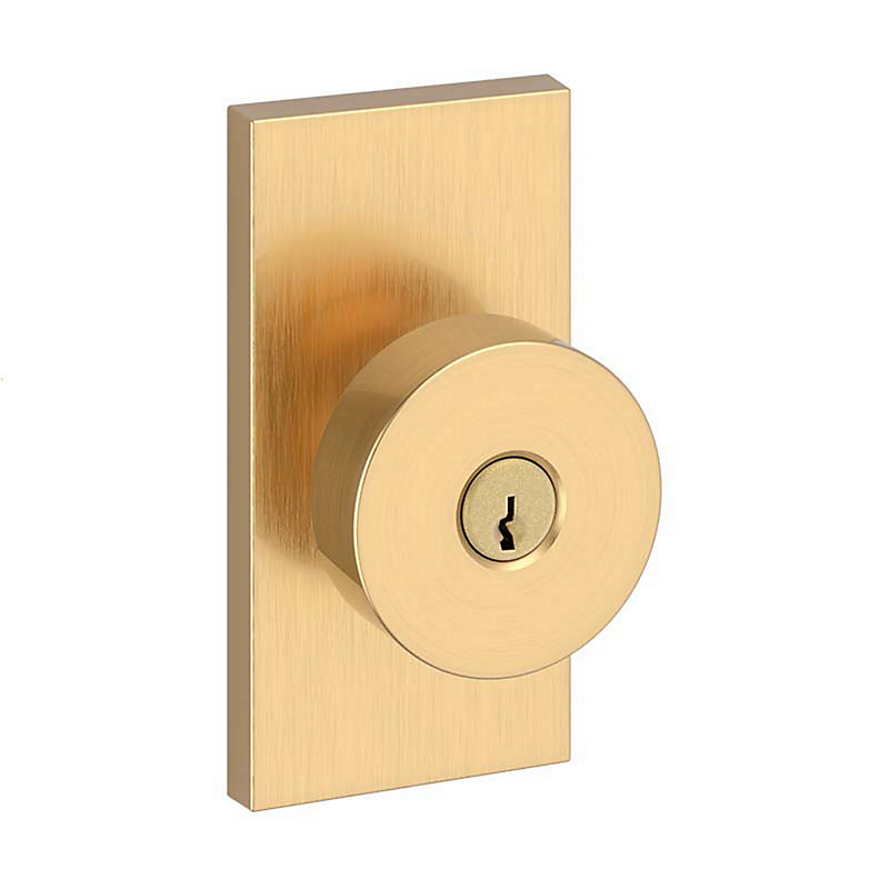 
                  
                    Baldwin Reserve Entry Contemporary Knob 5" Rosette Satin Brass Exterior View
                  
                
